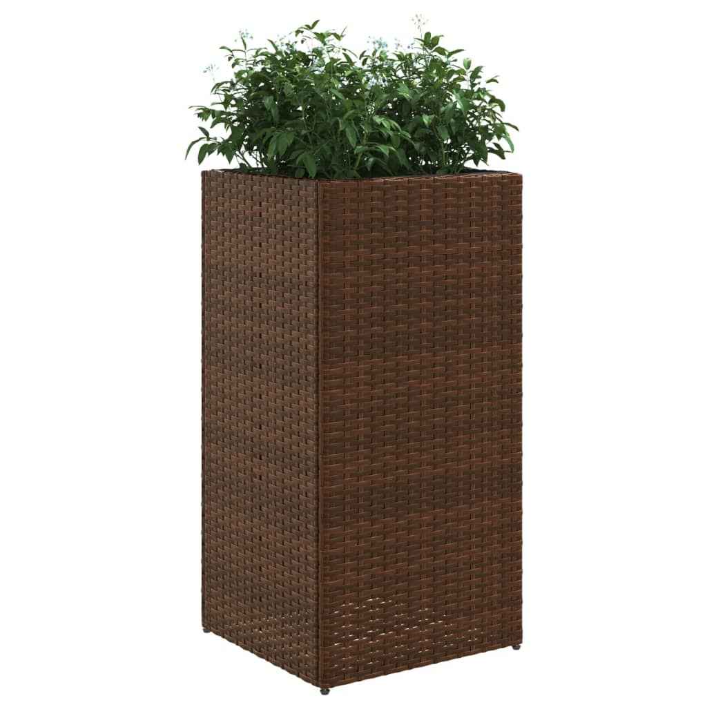 vidaXL Vaso/floreira de jardim 40x40x80 cm vime PE castanho