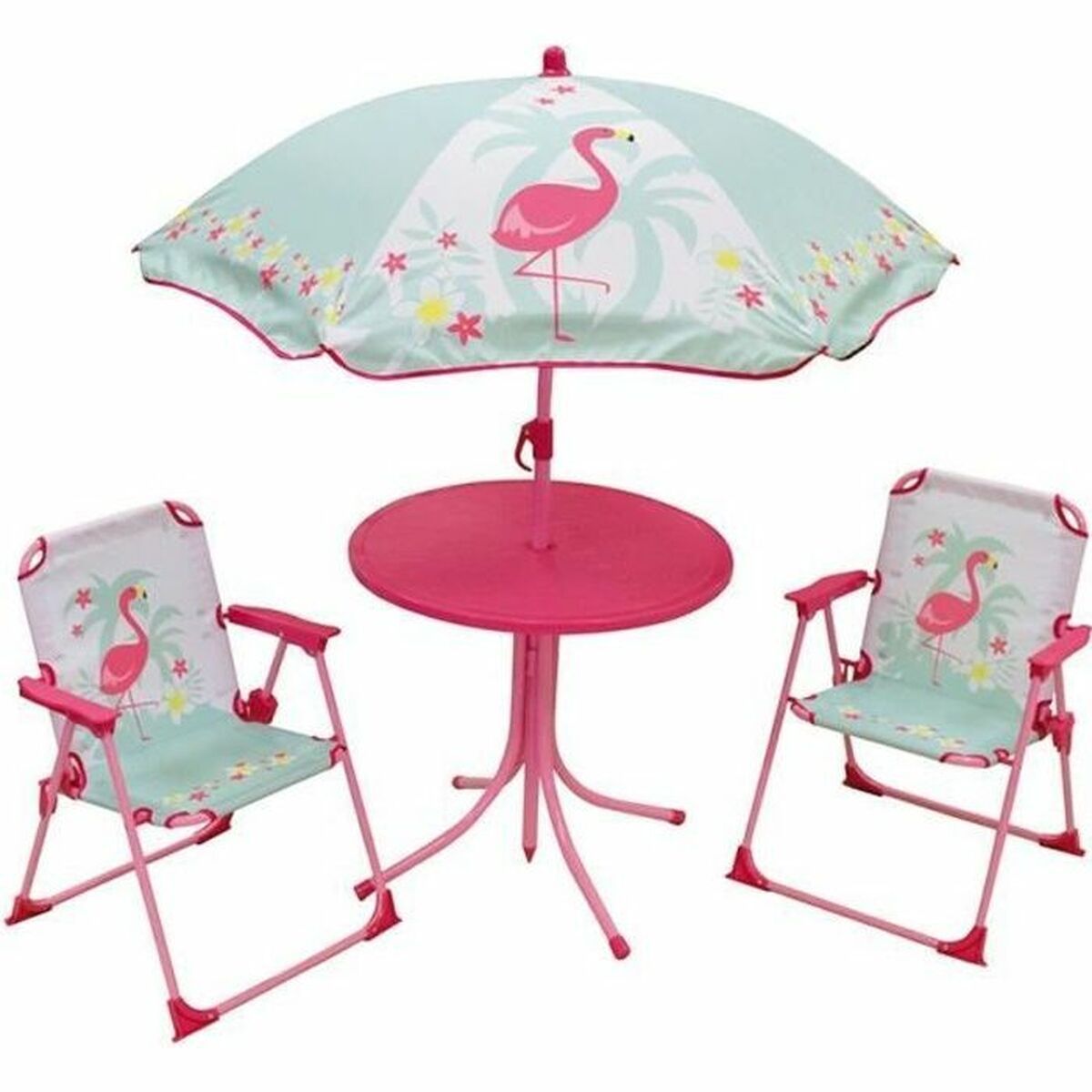 Muebles de jardín infantiles Fun House, flamenco rosa, 4 piezas