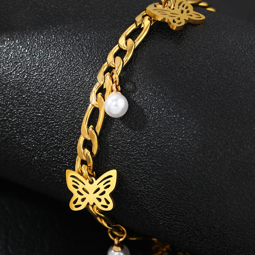 Butterfly bracelet in stainless steel.