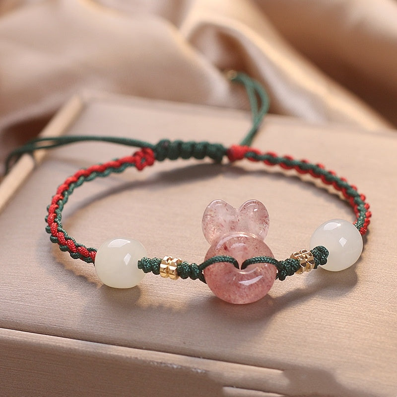 Strawberry Quartz Rabbit Bracelet