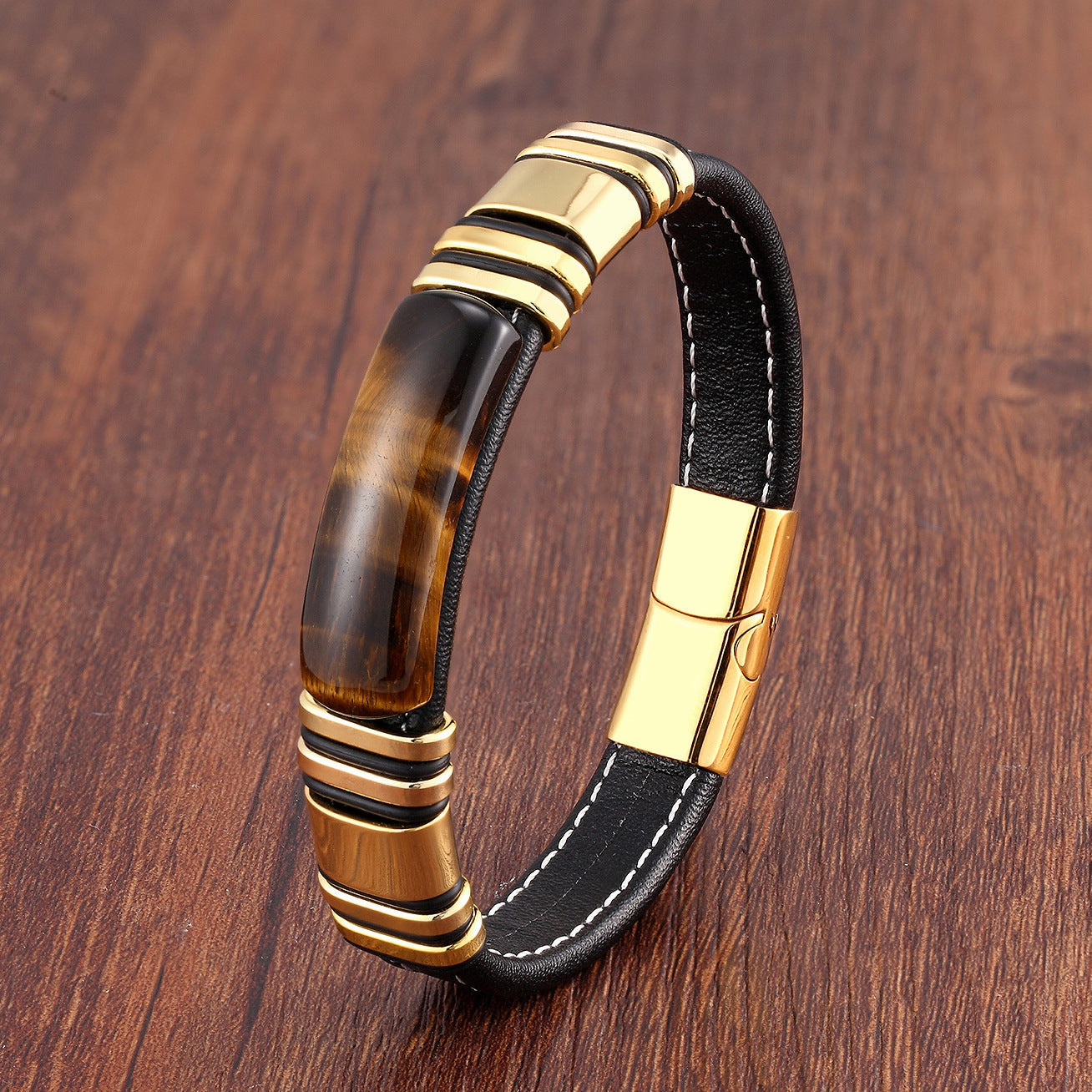 Leather and Stainless Steel Bracelet