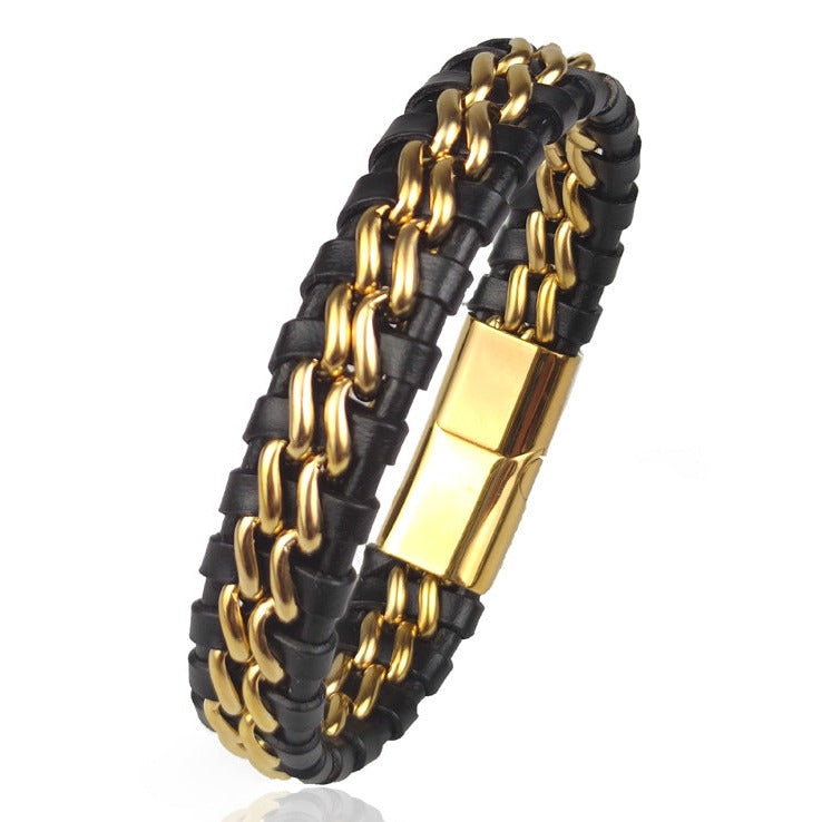 Leather and Stainless Steel Bracelet