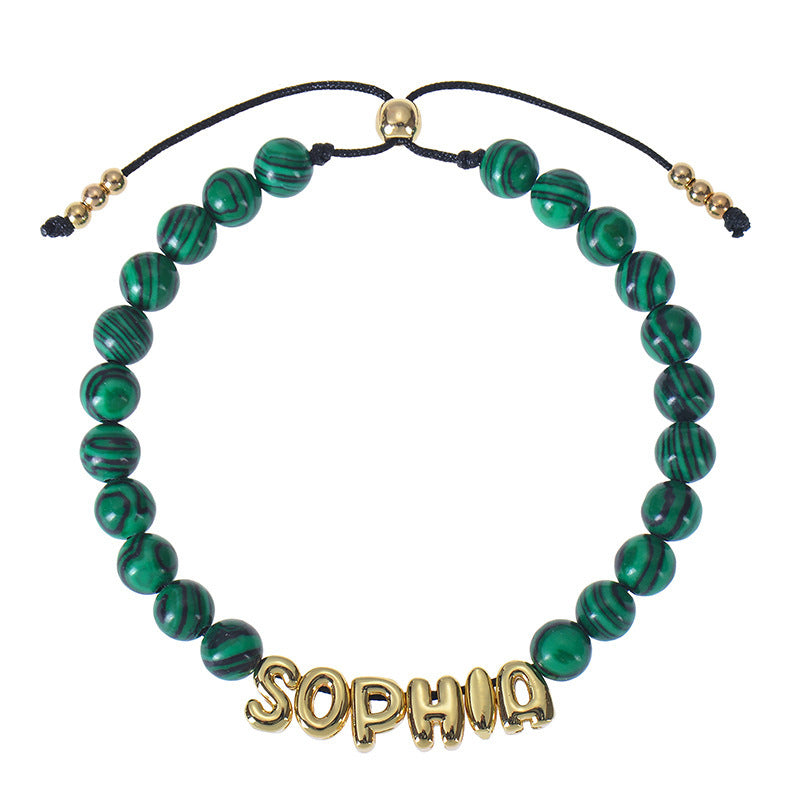 Pulseira Personalizada com Letras em Pedra Natural