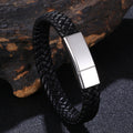 Personalized Leather and Stainless Steel Bracelet