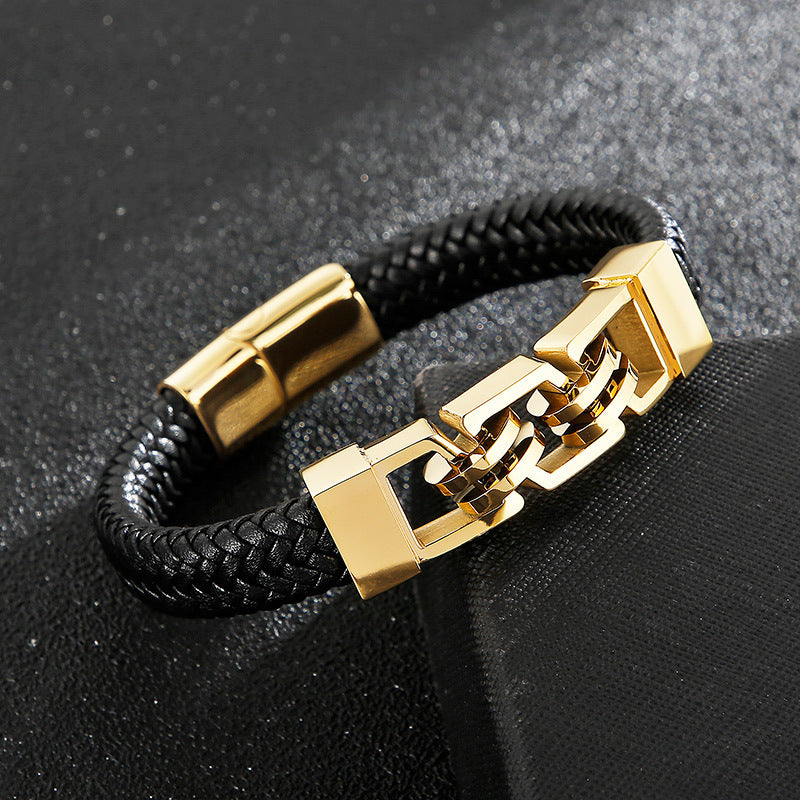 Leather and Stainless Steel Bracelet