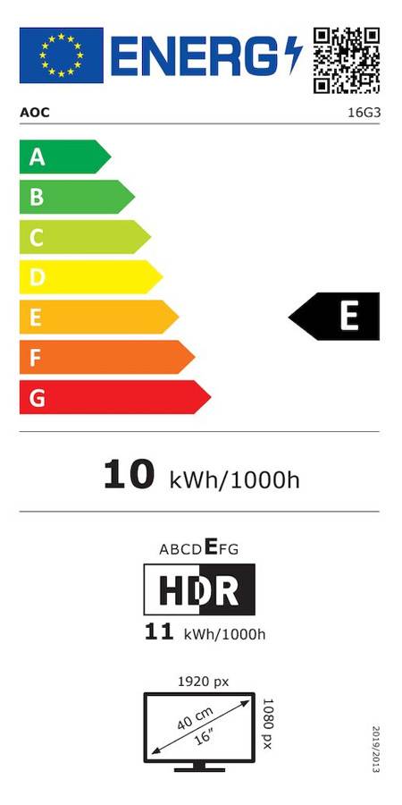 AOC 16G3 Gaming IPS 15.6" FHD 16:9 144Hz FreeSync Notebook Monitor