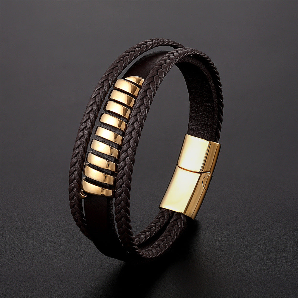 Leather and Stainless Steel Bracelet