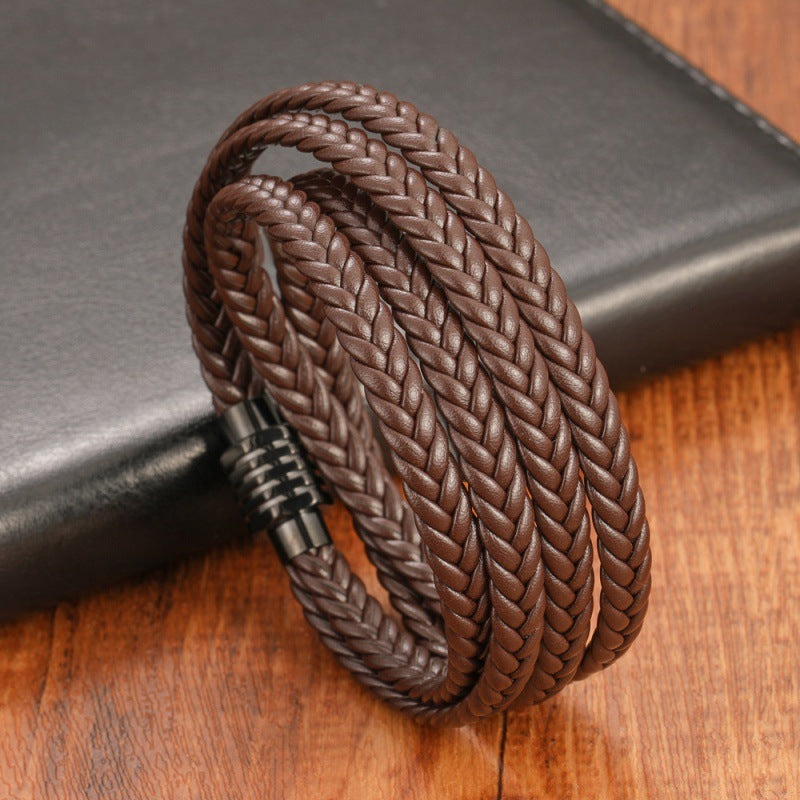 Leather and Stainless Steel Bracelet