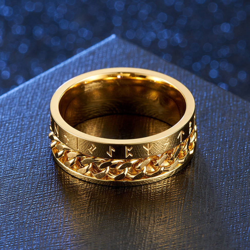 Nordic Chain Ring in Titanium Steel