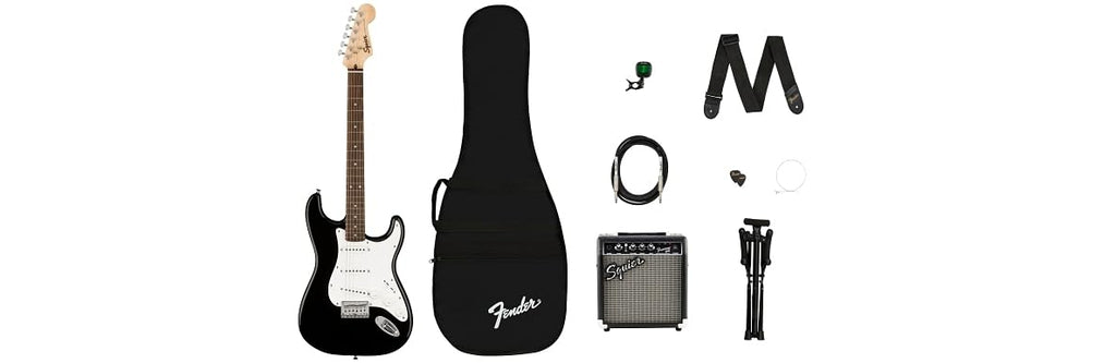 Squier by Fender Pack Affinity HSS, Charcoal Frost Metallic, con amplificador, pack de guitarra eléctrica, Incluye cursos virtuales gratuitos en Fender Play