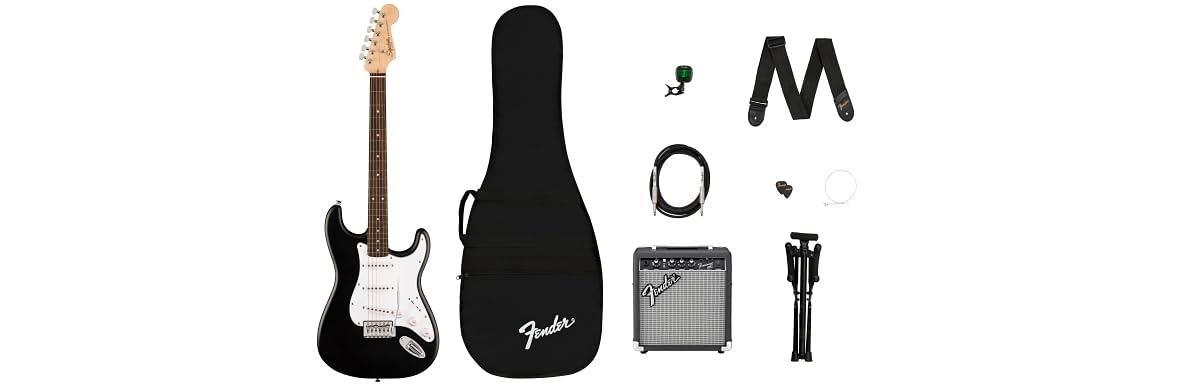 Fender Squier Debut Series Stratocaster Guitarra Eléctrica, Guitarra para Principiantes, con 2 Años de Garantía, Negro