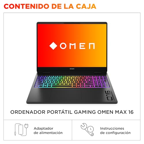 HP OMEN MAX – Gaming Laptop 16" OLED 240Hz (Ultra 9-275HX, 64GB RAM, 1TB, NVIDIA GeForce RTX 5090 24GB, WiFi 7, Windows 11) Black – Spanish QWERTY Keyboard