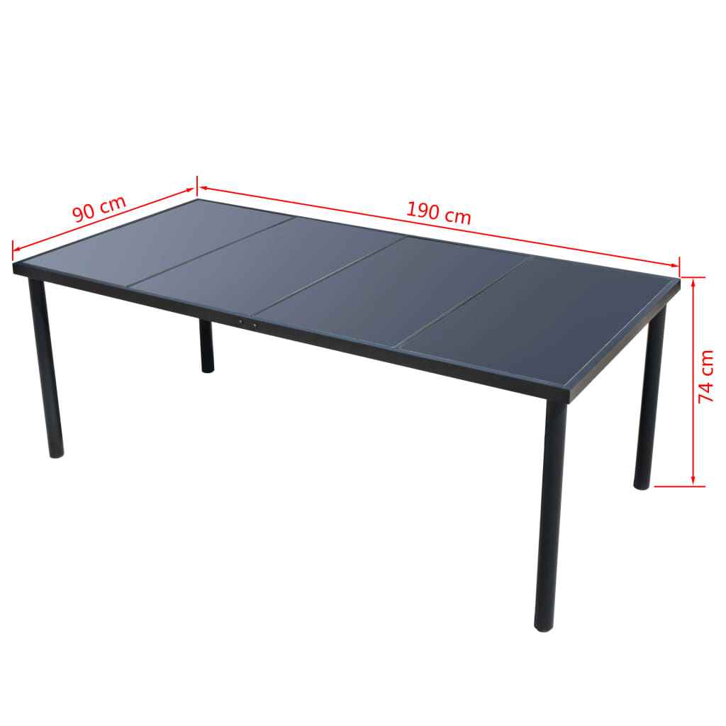 vidaXL Conjunto de jantar para jardim 9 pcs preto