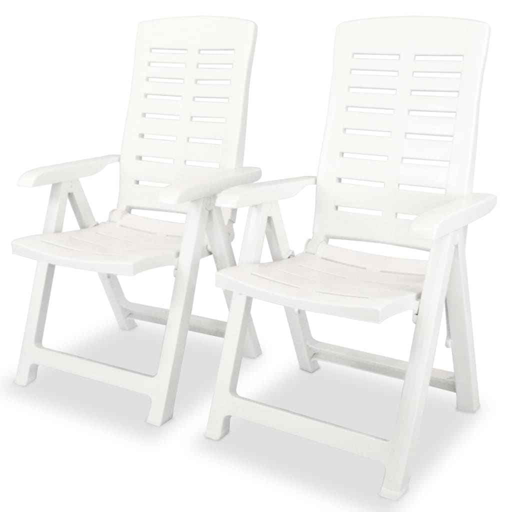 vidaXL Cadeiras de jardim reclináveis 4 pcs plástico branco