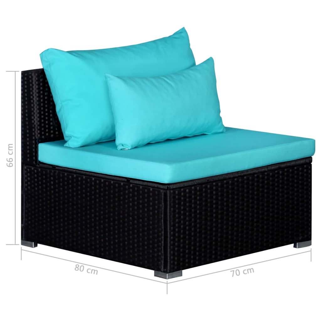 vidaXL Conjunto lounge de jardim c/ almofadões 9 pcs vime PE azul