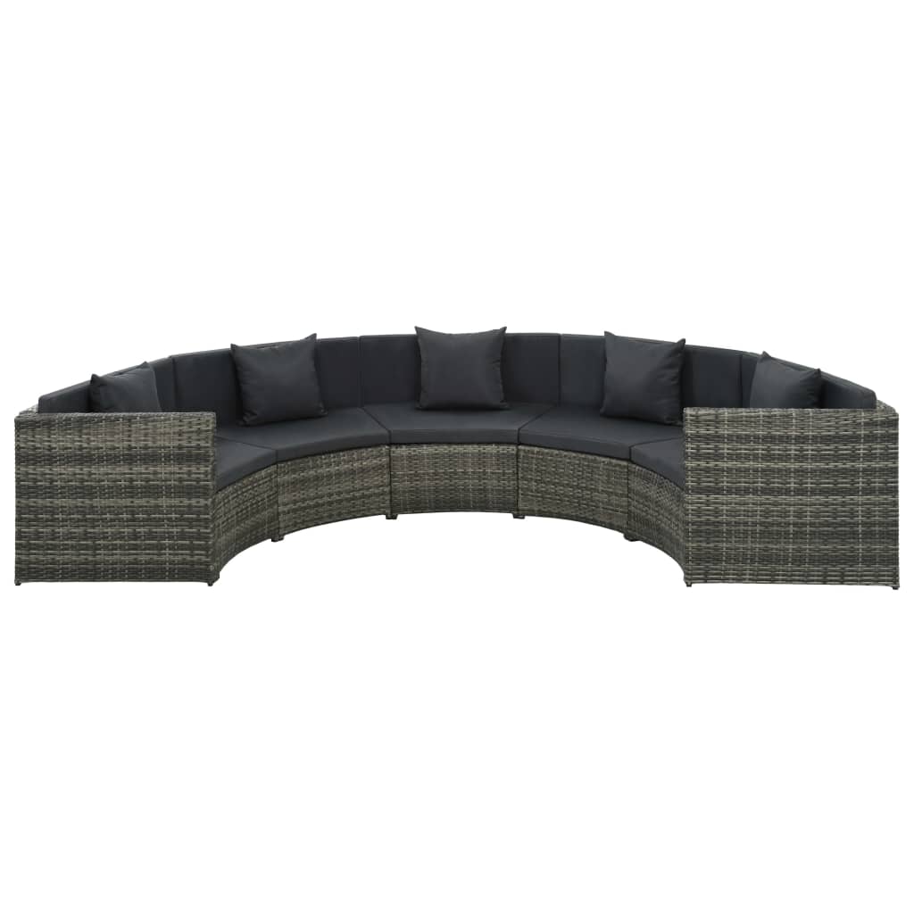vidaXL 7-piece garden lounge set with gray PE wicker cushions