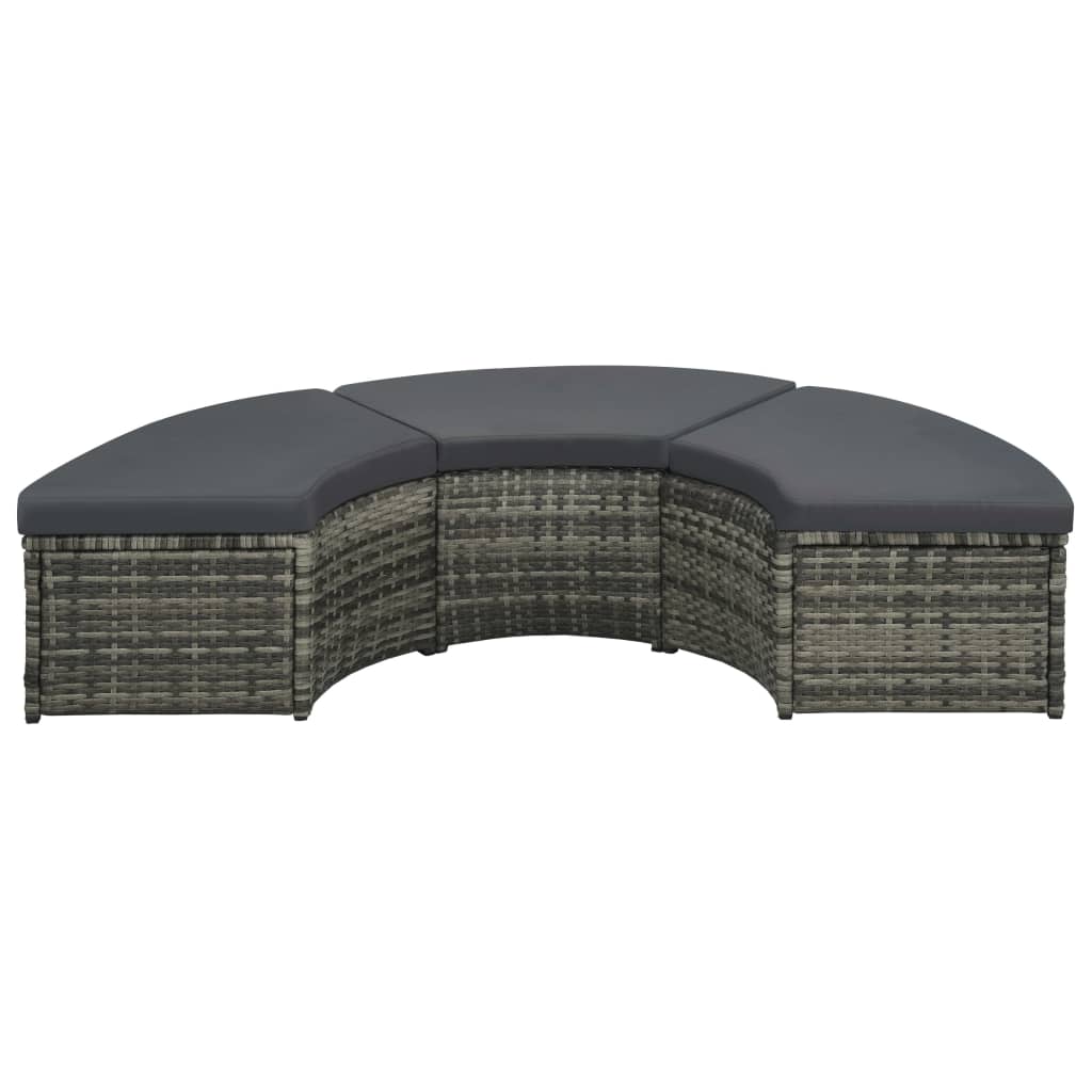 vidaXL 7-piece garden lounge set with gray PE wicker cushions