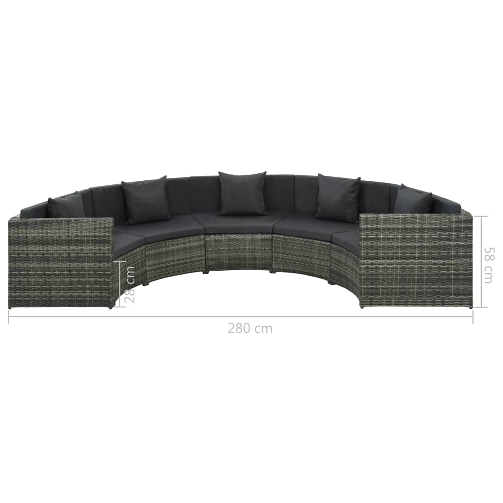 vidaXL 7-piece garden lounge set with gray PE wicker cushions