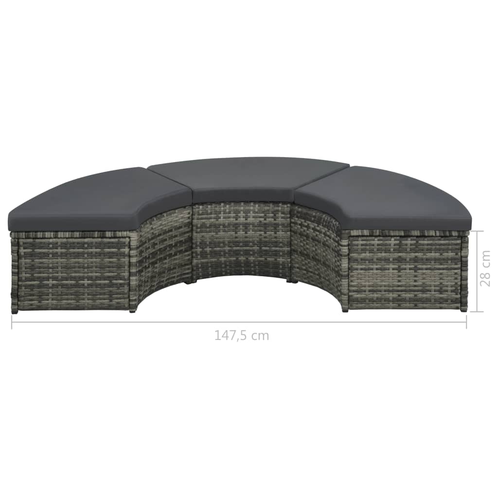 vidaXL 7-piece garden lounge set with gray PE wicker cushions