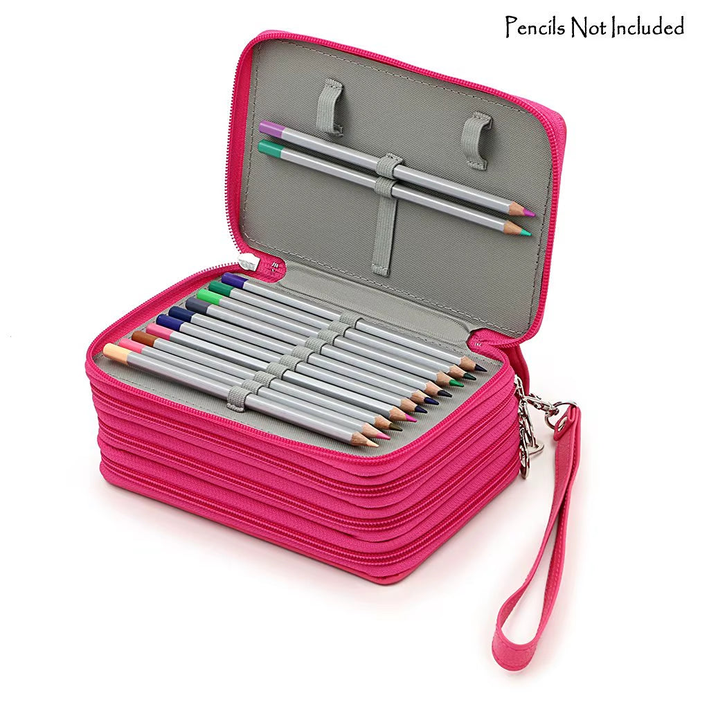 72 Holders 4 Layers Handy PU Leather School Pencils Case Large Capacity Colored Pencil Bag for Student Gift Art Supplies