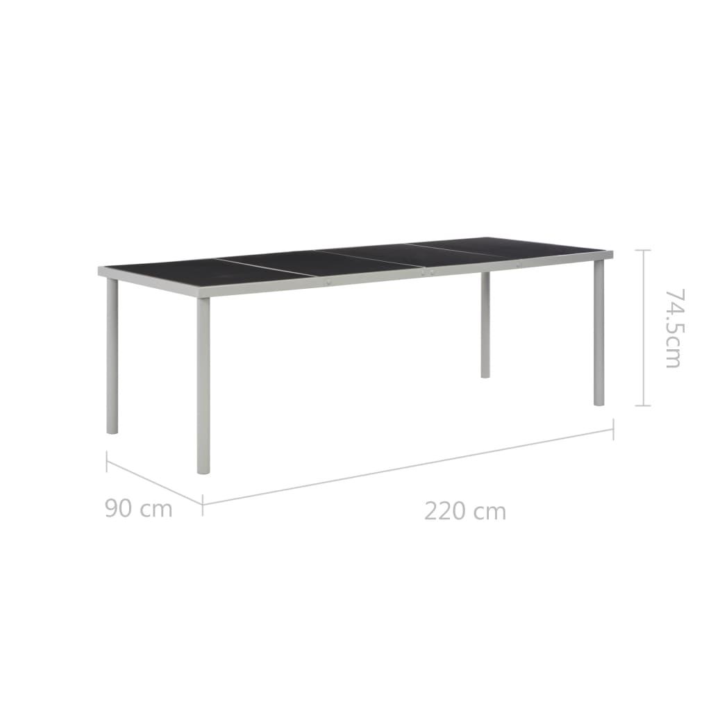 vidaXL Mesa de jardim 220x90x74,5 cm preto