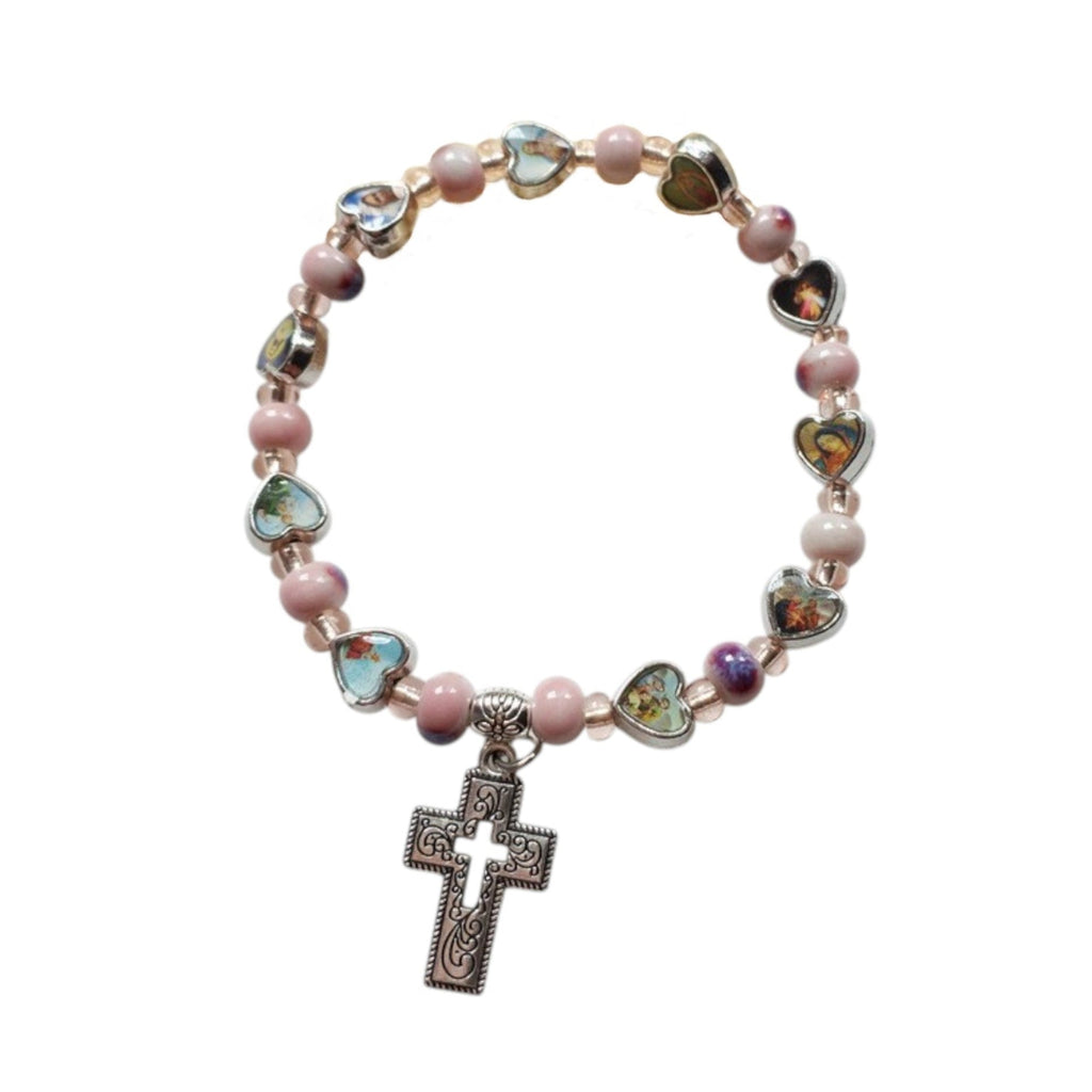 Pulseira Corações Sagrados com Cruz