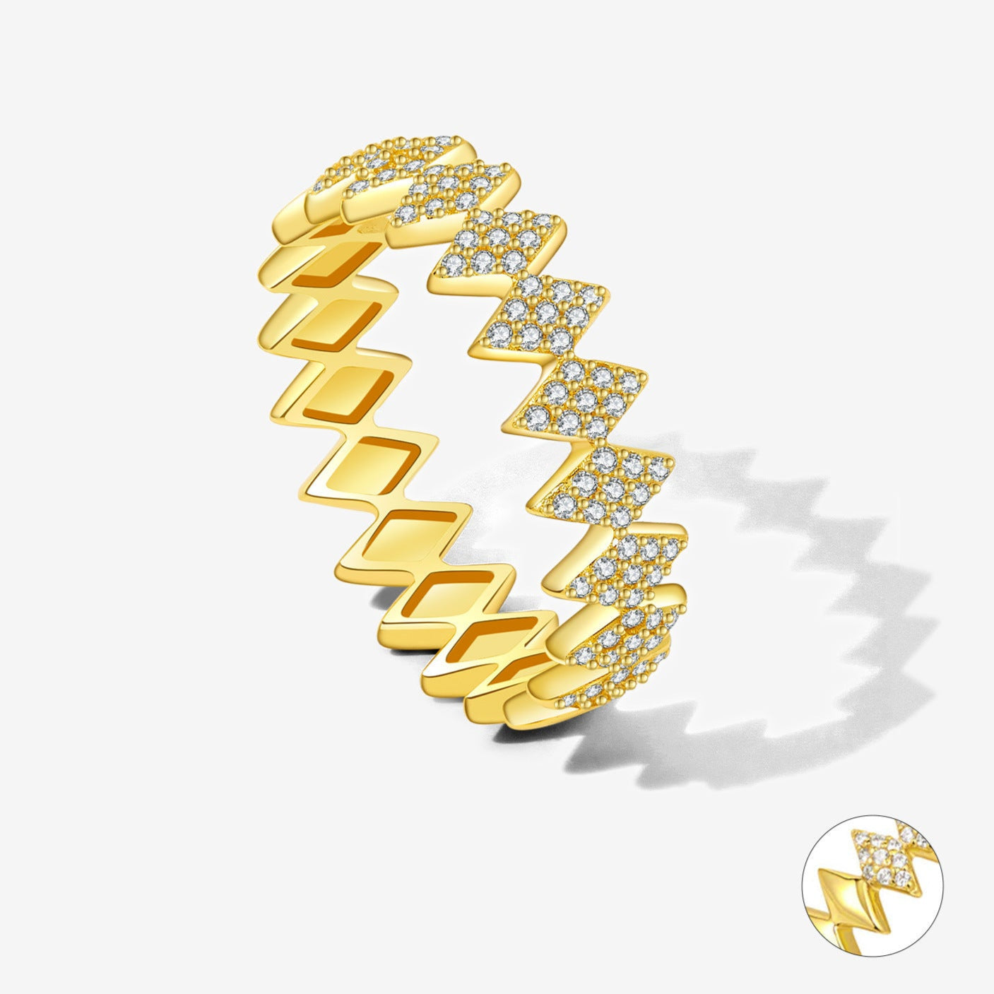 Anel Geométrico com Zircónia