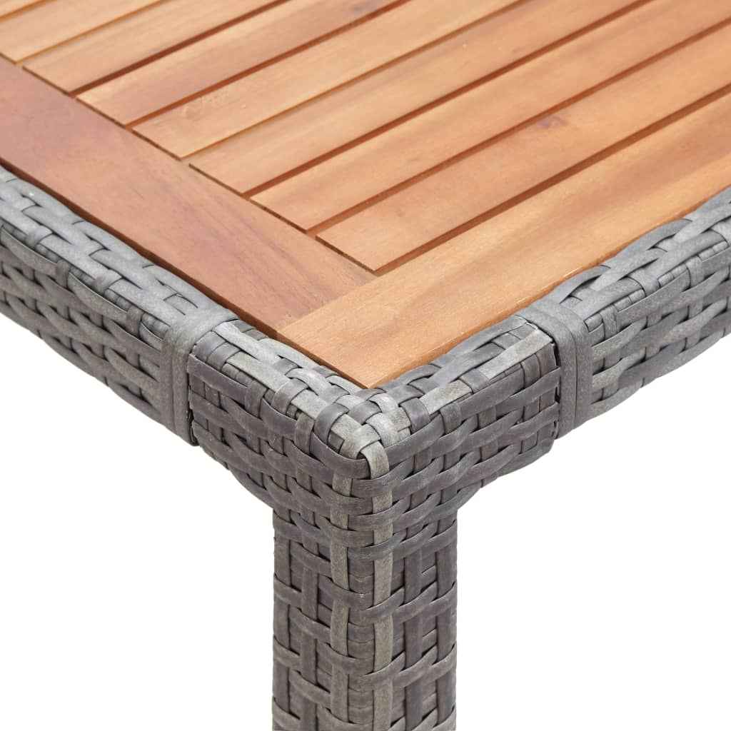 vidaXL Mesa de jardim 190x90x75 cm vime PE/madeira acácia maciça cinza