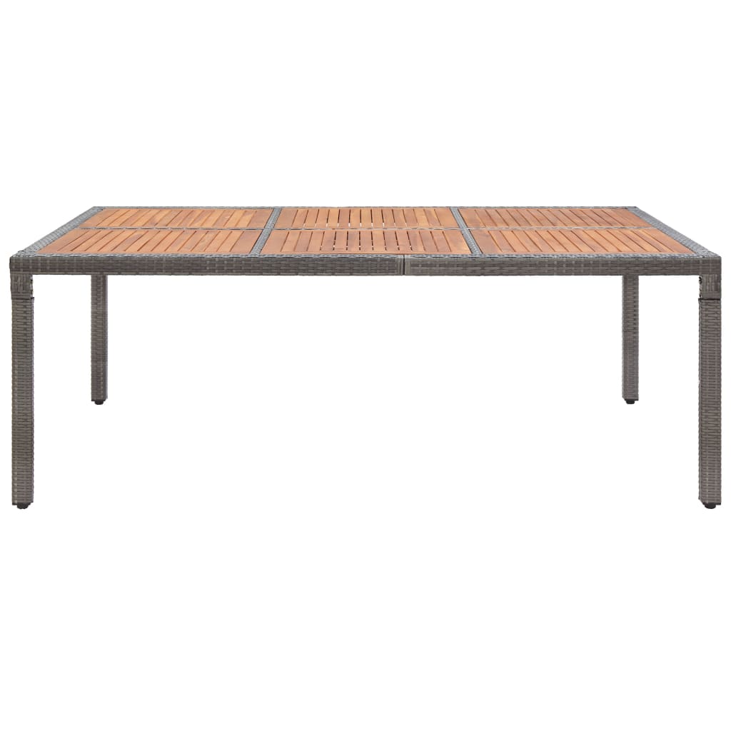 vidaXL Mesa de jardim 200x150x74 cm vime PE e madeira acácia cinzento