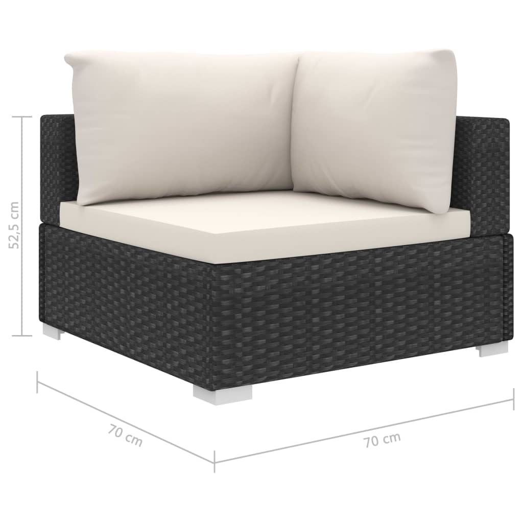 vidaXL 9 pcs conjunto lounge de jardim c/ almofadões vime PE preto