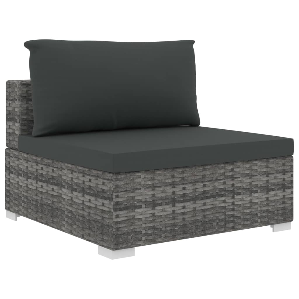 vidaXL 8 pcs conjunto lounge de jardim c/ almofadões vime PE cinzento