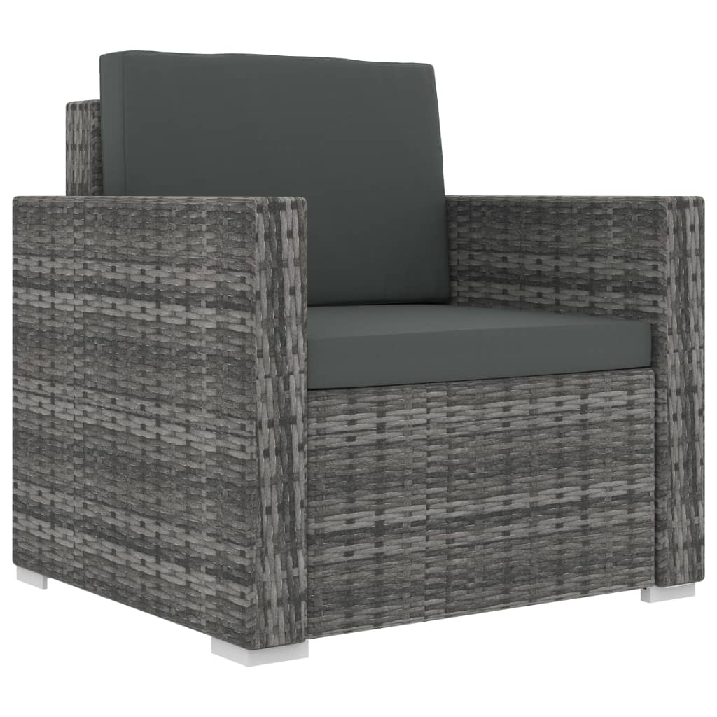 vidaXL 8 pcs conjunto lounge de jardim c/ almofadões vime PE cinzento