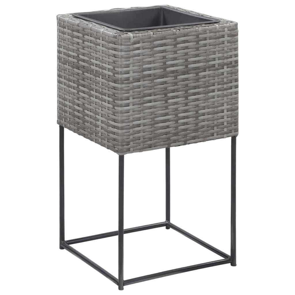 vidaXL Vasos para jardim elevados 3 pcs vime PE cinzento