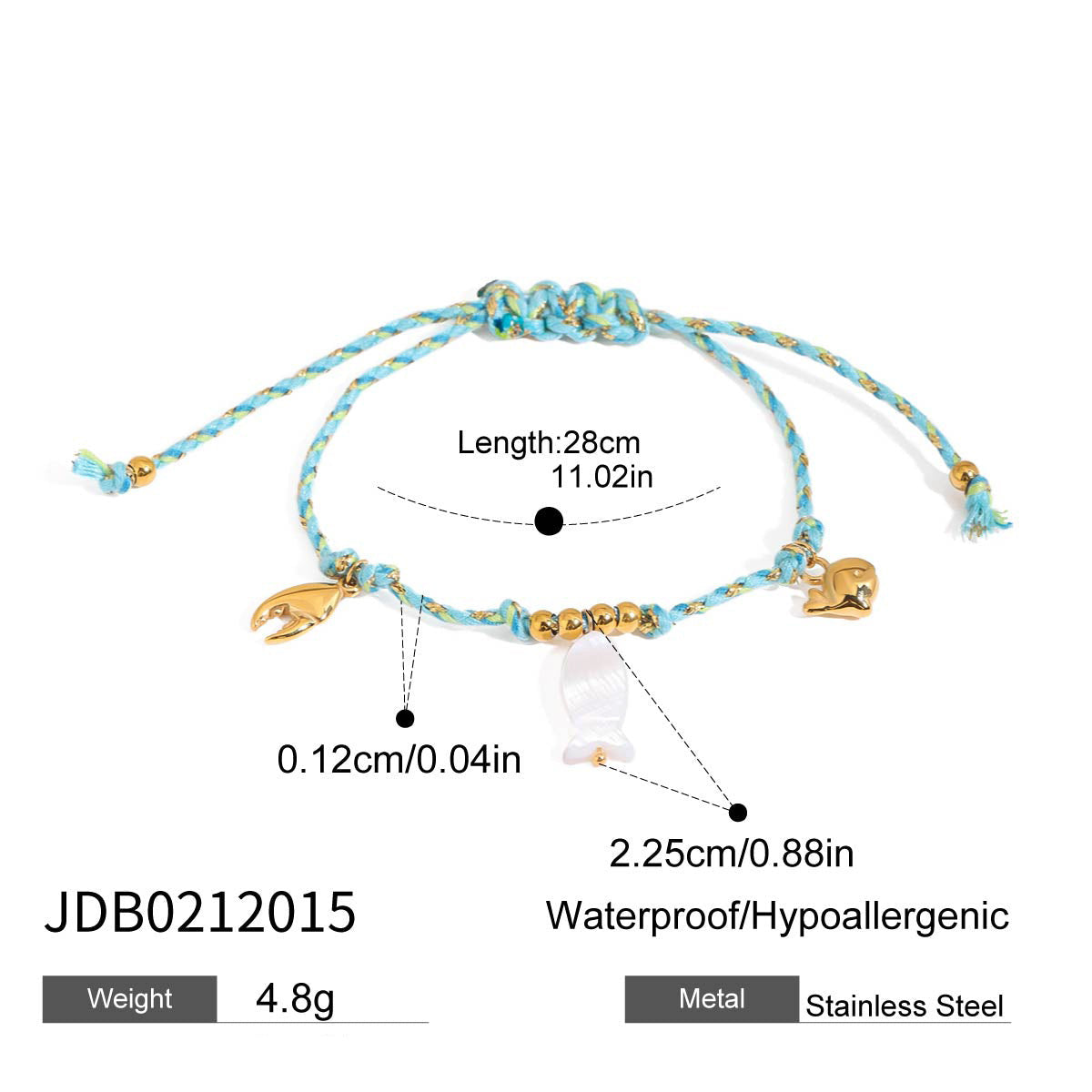 Pulseira Náutica em Corda Trançada com Aço Inoxidável