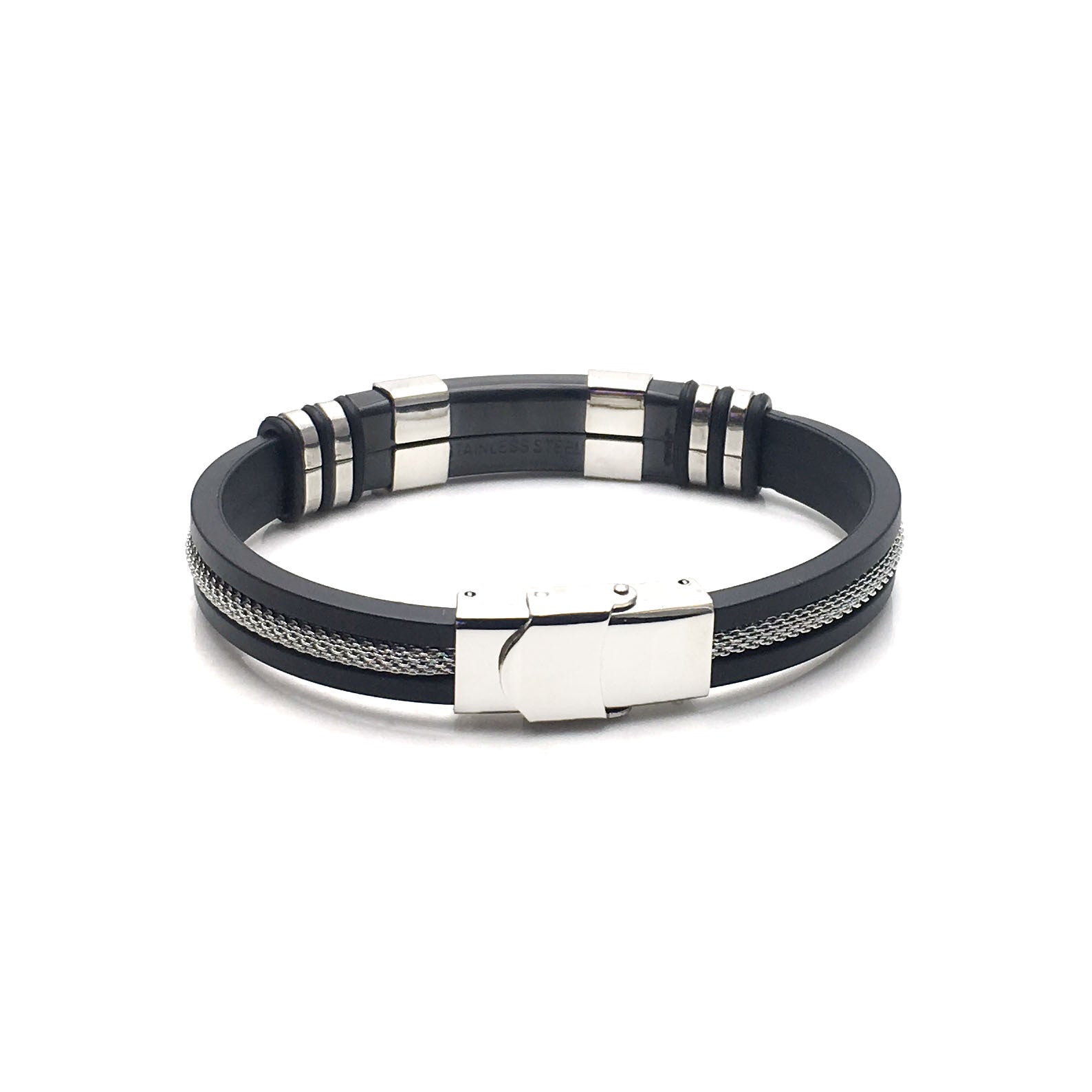 Pulseira em Silicone e Aço Inoxidável