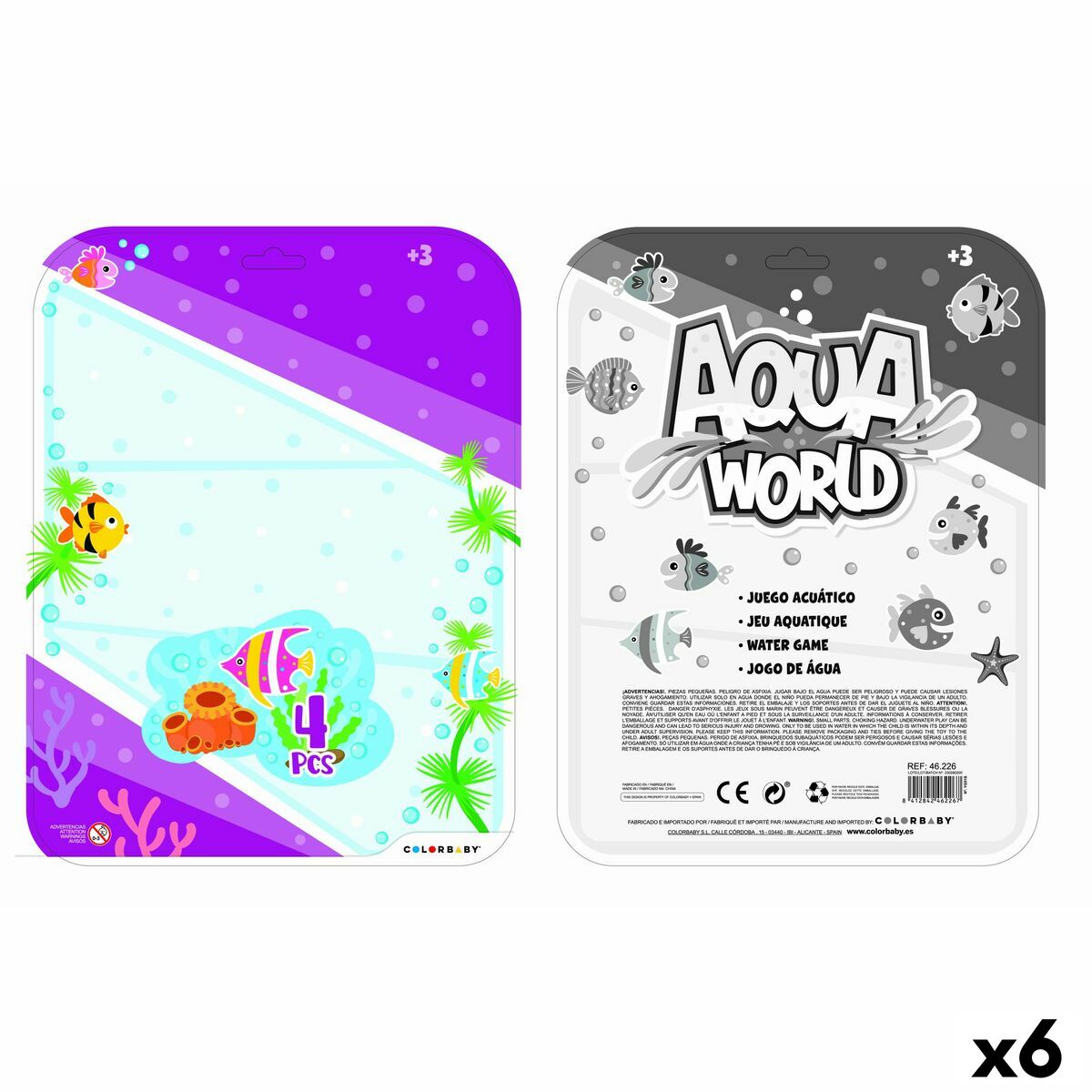 Jogo Aquático Colorbaby AQUA WORLD 16,5 x 19,7 x 2,5 cm (6 Unidades)
