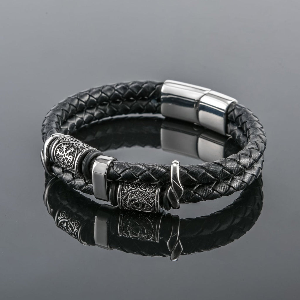 Pulsera de cuero y acero inoxidable