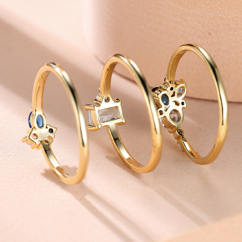 Conjunto de 3 Anéis com Topázio