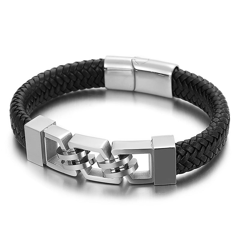 Leather and Stainless Steel Bracelet