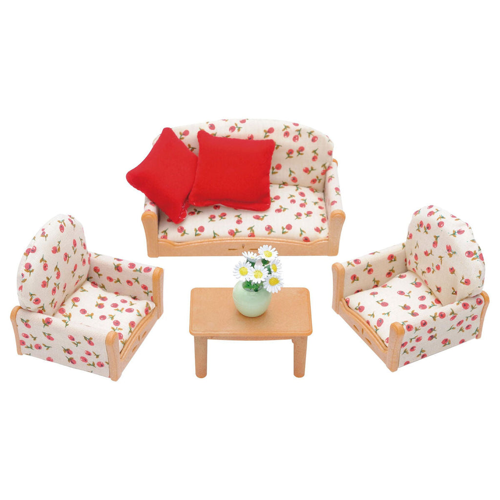 Accesorios para casa de muñecas de Sylvanian Families: Sofá + 2 sillones + mesa