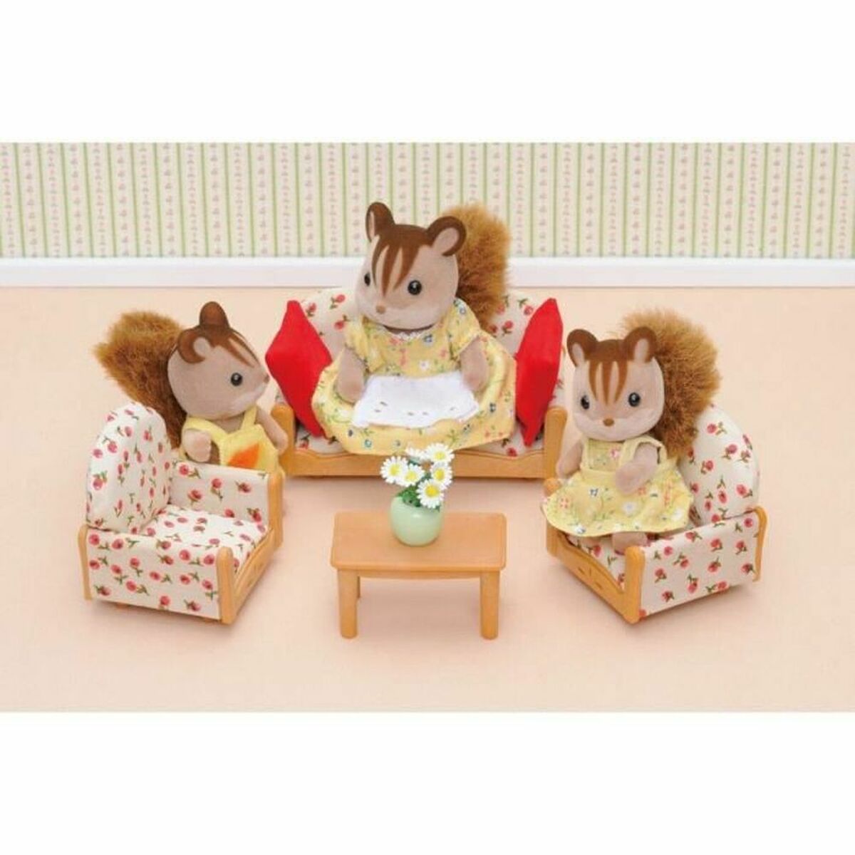 Accesorios para casa de muñecas de Sylvanian Families: Sofá + 2 sillones + mesa