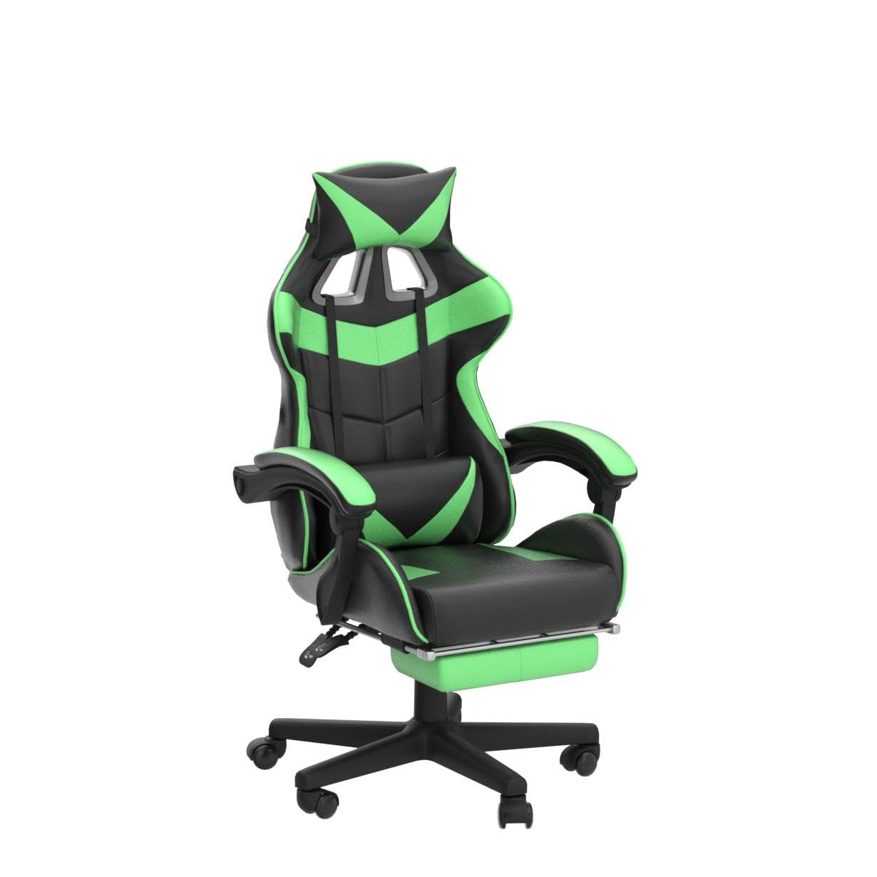 Silla gamer Soontrans con masajeador, reposapiés y reposacabezas, ergonómica, cojín de masaje lumbar, transmisión en vivo de YouTube y PlayStation (azul) 