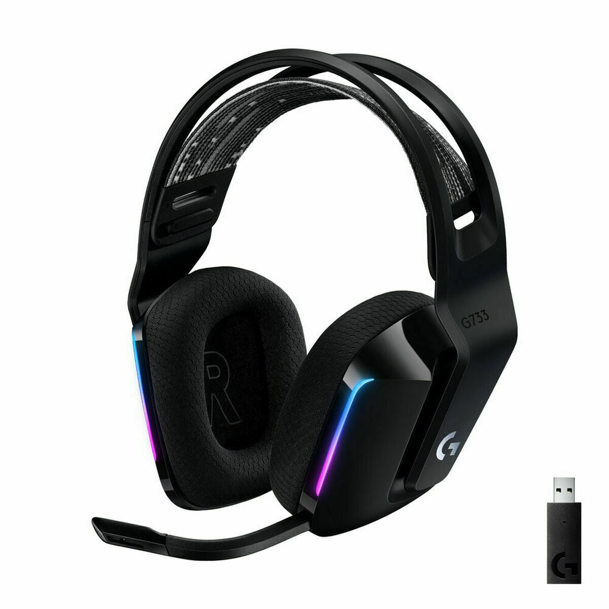 Auriculares para juegos Logitech 981-000864 negros y multicolor con micrófono