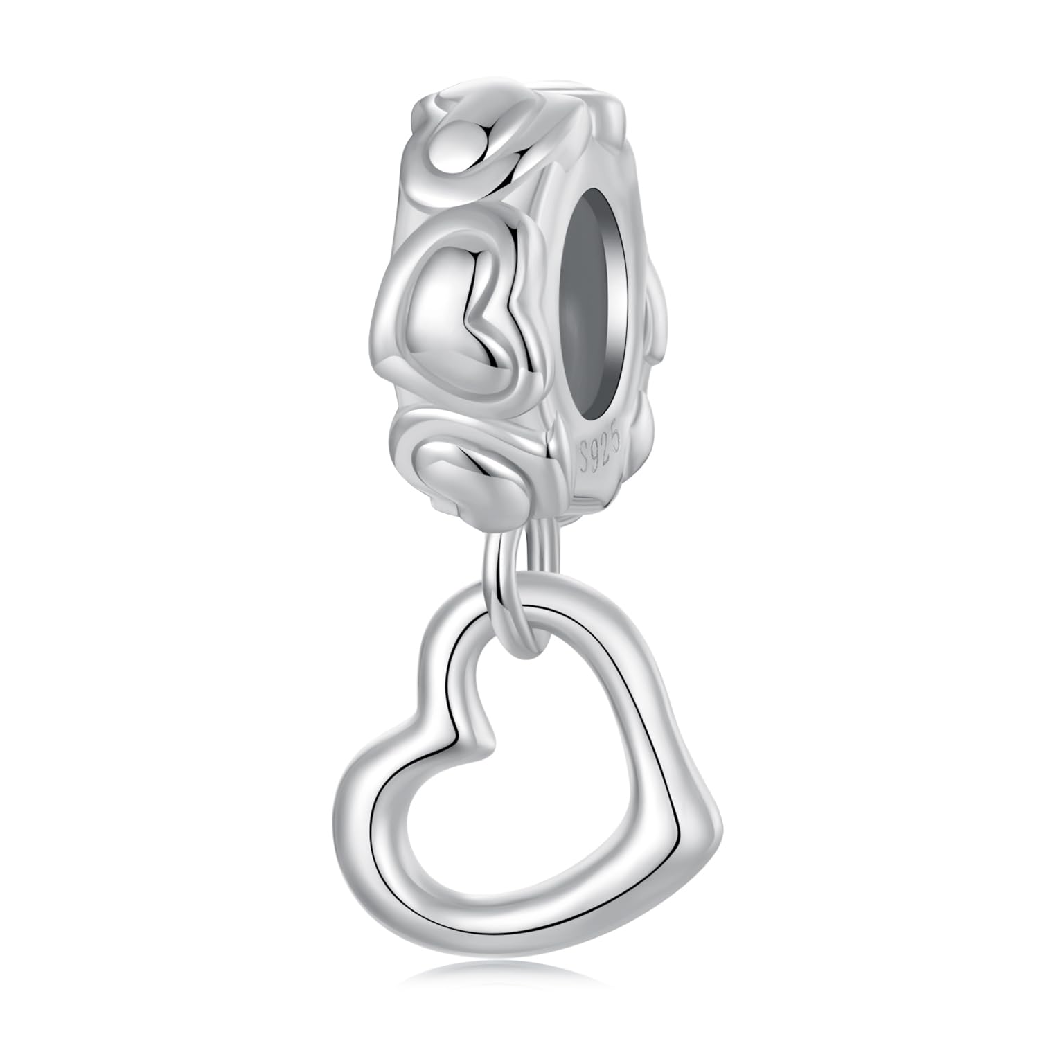 NINGAN Colgante Charms de plata esterlina 925 "I Love You colgante en forma de corazón de zircon brillante adecuado para pulseras de mujer collar regalo de San Valentín