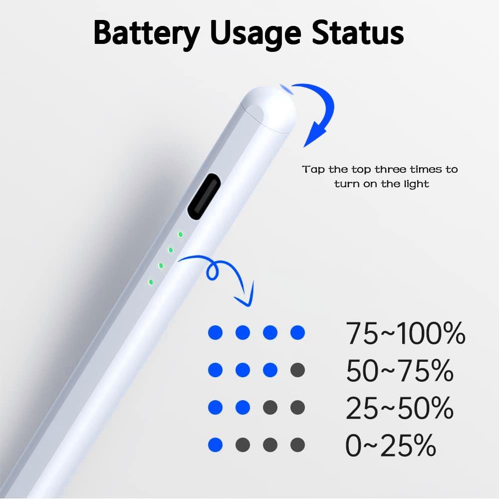 Lapiz para tablet universal, lápis para ecrã tátil, toque de tablet de alta sensibilidade e precisão com 2 pontas substituíveis, compatível com Samsung/Vivo/Xiaomi/Huawei/Smartphone/Android/iOS