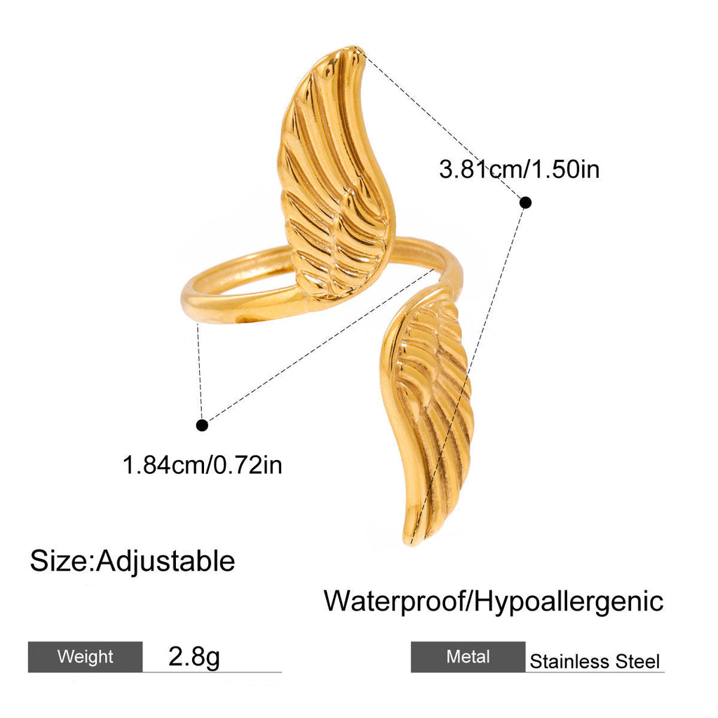 Anillo de alas de ángel en acero inoxidable