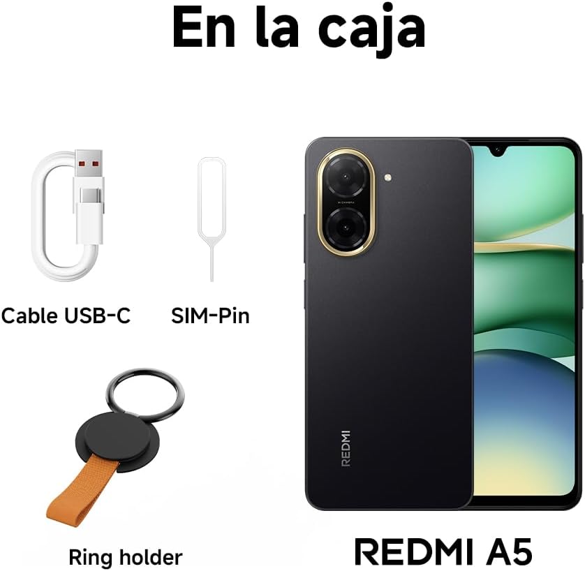 XIAOMI Redmi A5 - Smartphone de 4+128GB, Pantalla inmersiva de 6,88" 120 Hz, Potente procesador Octa Core, Cámara Dual AI de 32 MP, 5200 mAh, Cargador no Incluido, Azul (Versión ES)