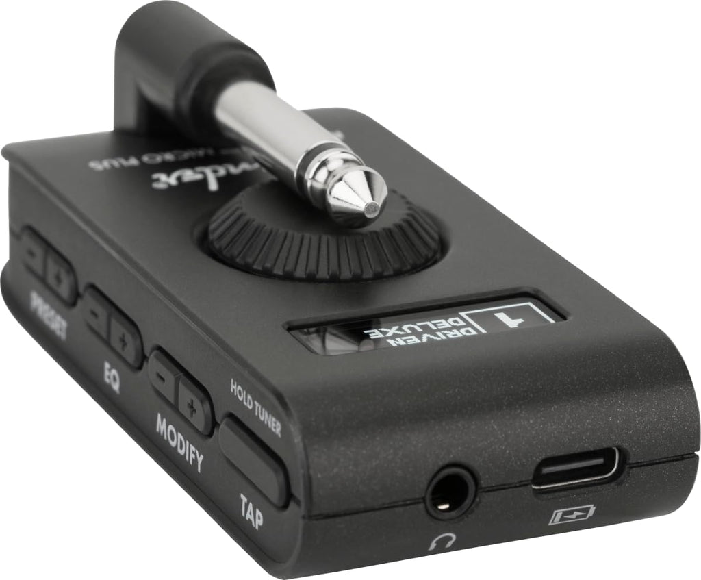 Fender Mustang Micro Plus Amplificador de Guitarra, Amplificador de Auriculares Personal con 25 Modelos de Amplificador, 25 Efectos, Bluetooth y 100 presets, Recargable por USB