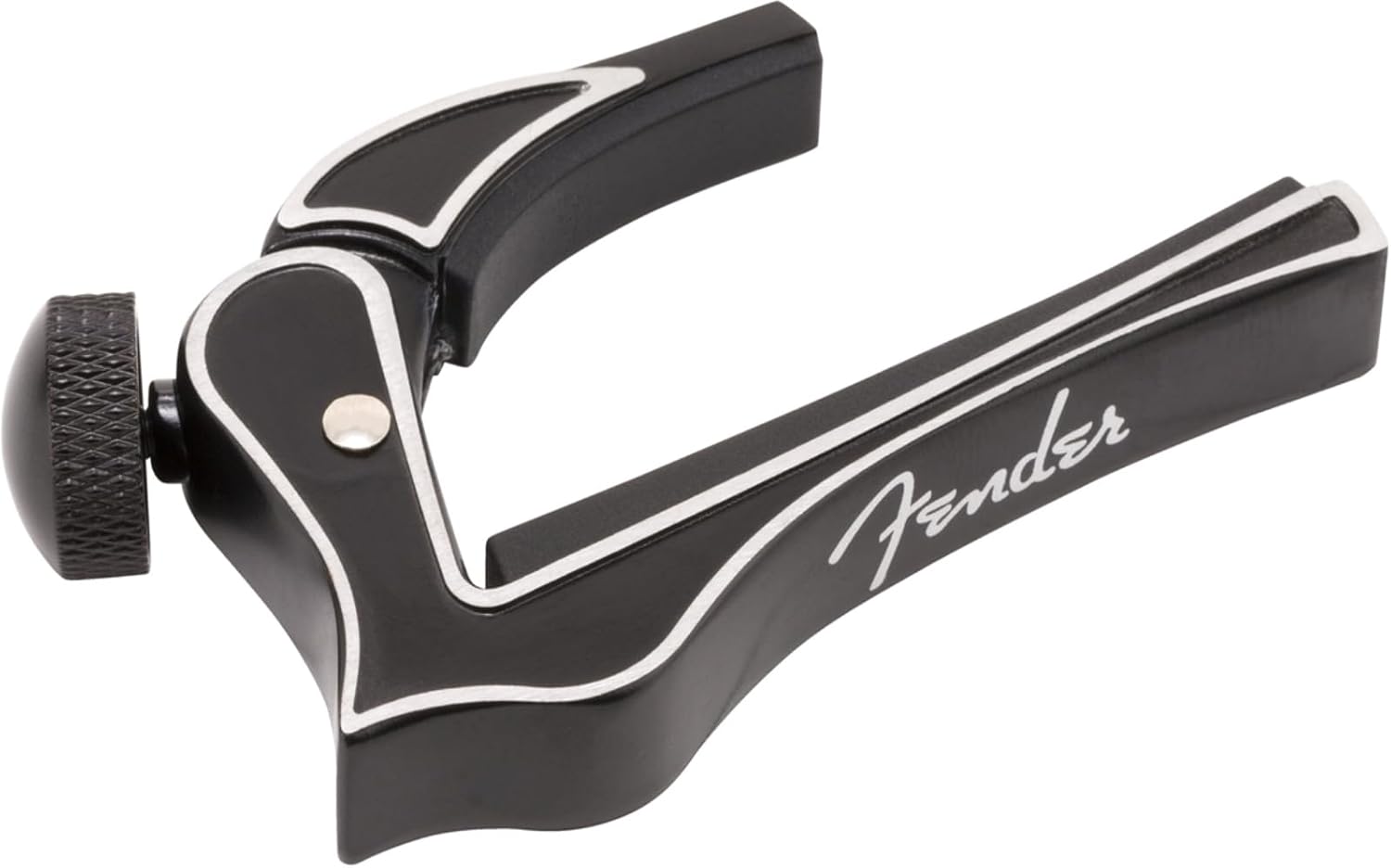Fender Capodastre Dragon para Guitarras Eléctricas de 6 Cuerdas con Diapasón Radiado, Negro, Fácil de usar y Hecho de Aluminio Fundido Ligero y Duradero