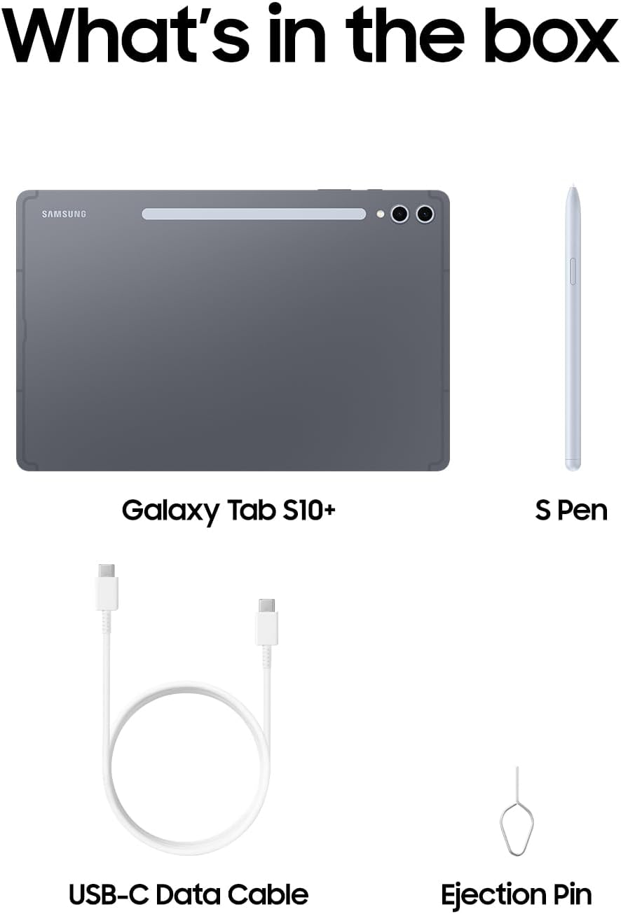 Samsung Galaxy Tab S10+ Plus 12.4” 512GB Android Tablet, Galaxy AI Tools, Circle to Search, AMOLED 2X Display, Long Battery Life, Durable Design, S Pen for Note-Taking, US Version, Moonstone Gray